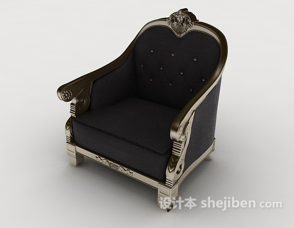 免费欧式简约黑色沙发3d模型下载
