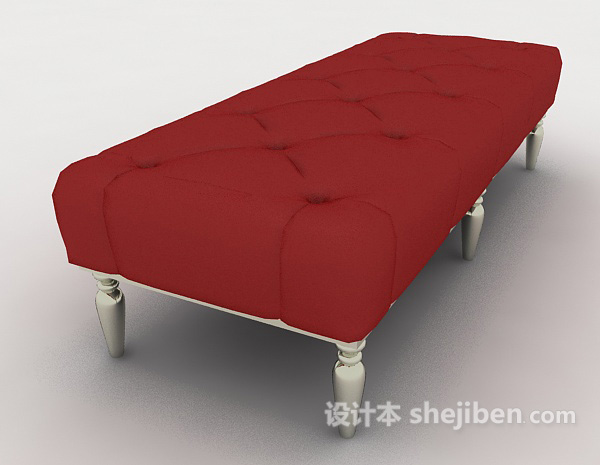 设计本现代红色沙发长凳3d模型下载