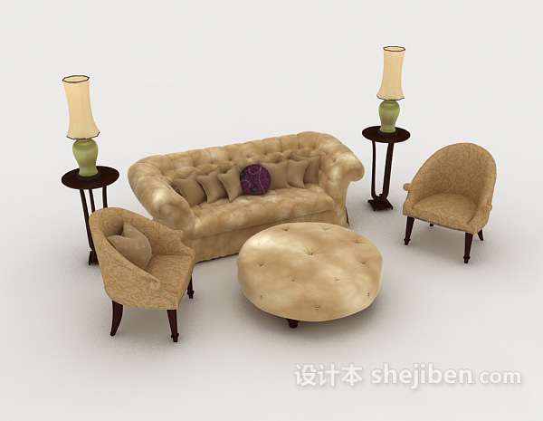 免费欧式家居花纹沙发3d模型下载