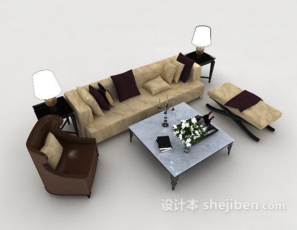 商务现代组合沙发3d模型下载
