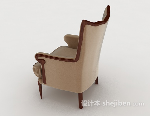 免费欧式简约浅棕单人沙发3d模型下载