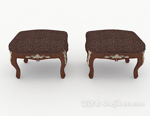 欧式风格欧式沙发凳子3d模型下载