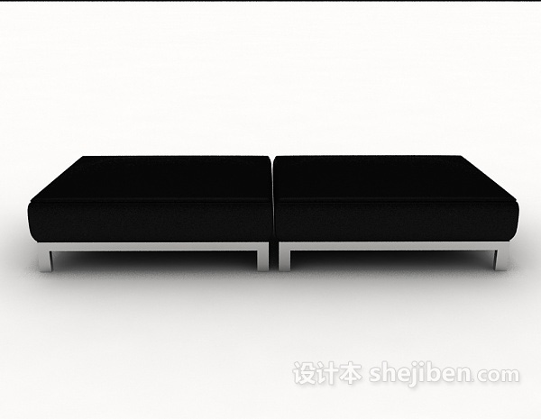 现代风格黑色现代沙发凳3d模型下载