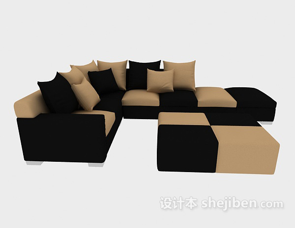 现代风格家居软包组合沙发3d模型下载