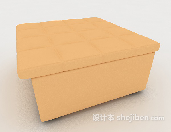 设计本橙色沙发凳3d模型下载