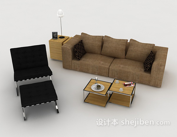 免费现代简约风格组合沙发3d模型下载