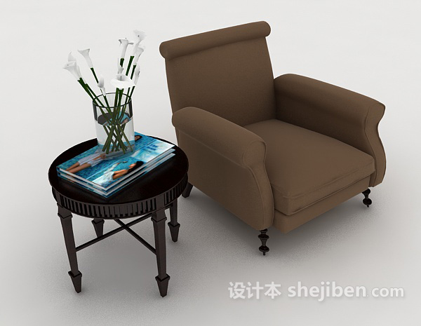 现代家庭简单沙发3d模型下载