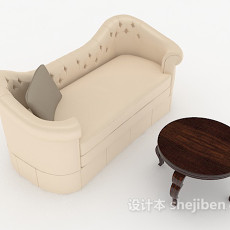 米白色家居休闲双人沙发3d模型下载