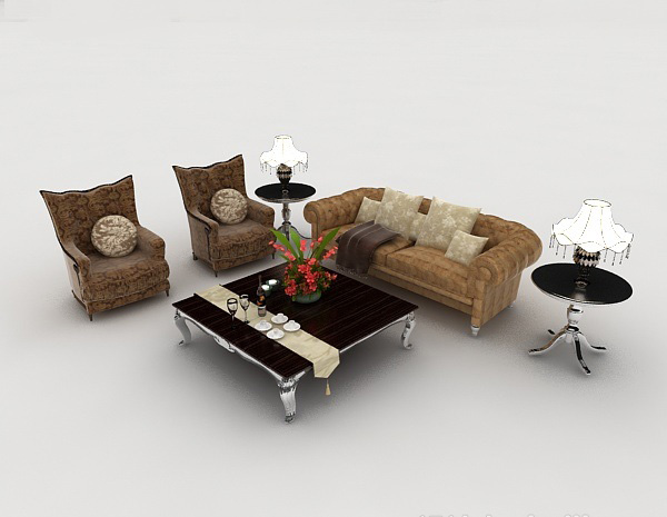 简单欧式组合沙发3d模型下载
