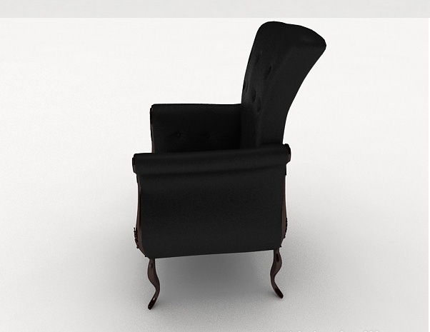 设计本欧式黑色简约单人沙发3d模型下载