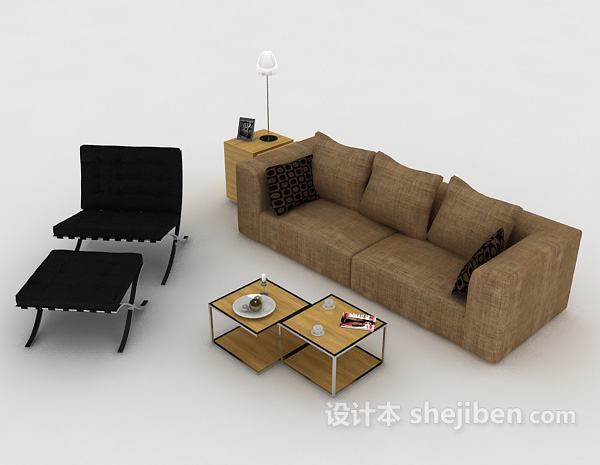 设计本现代简约风格组合沙发3d模型下载