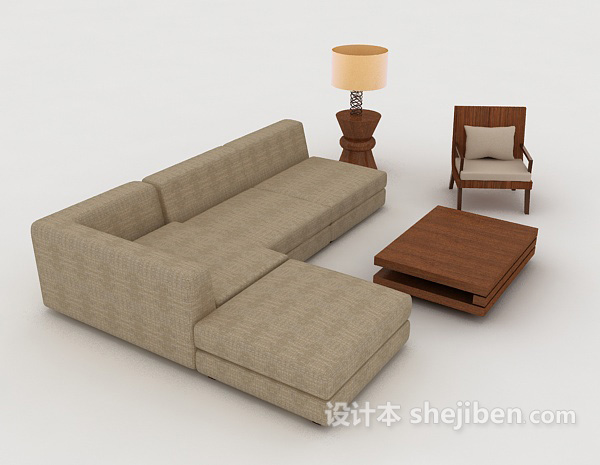 家居木质棕色简约组合沙发