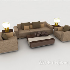 家居棕色简约组合沙发3d模型下载