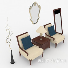 新中式居家单人沙发3d模型下载