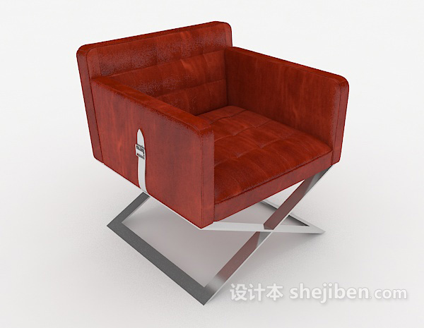 棕色皮质沙发椅3d模型下载
