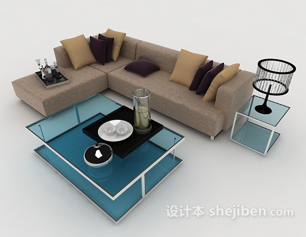 简单现代组合沙发3d模型下载