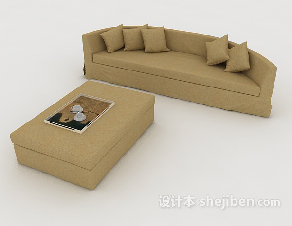 免费简约棕色休闲家居组合沙发3d模型下载