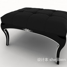 简欧黑色沙发凳子3d模型下载