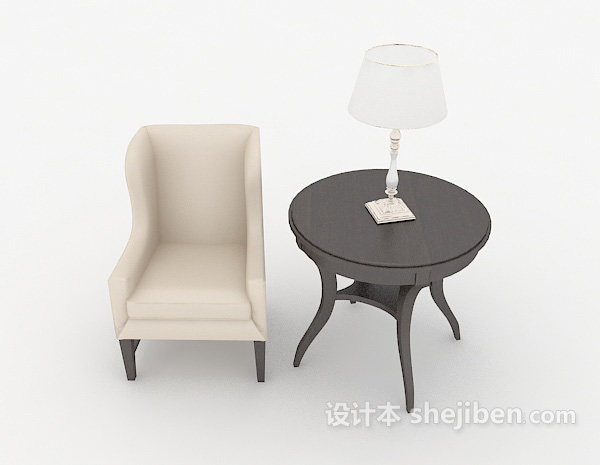 欧式风格欧式简洁单人沙发3d模型下载