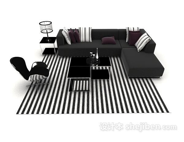 现代风格家居简单现代沙发3d模型下载