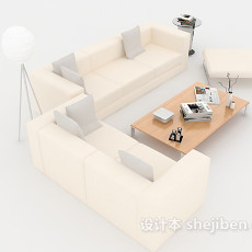 家居简约白色组合沙发3d模型下载