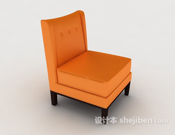 免费橙色单人沙发3d模型下载