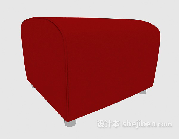 免费红色现代沙发凳3d模型下载