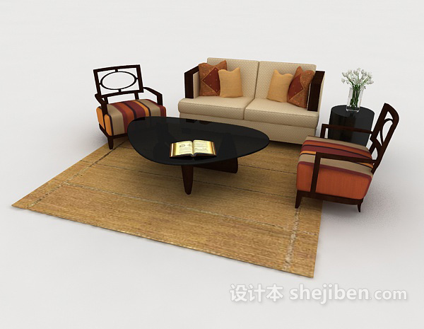 木质棕色个性组合沙发