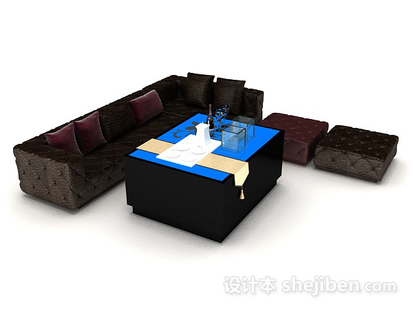 免费深色简单沙发3d模型下载