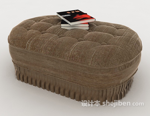免费棕色软包沙发凳3d模型下载