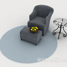 简单灰色单人沙发3d模型下载