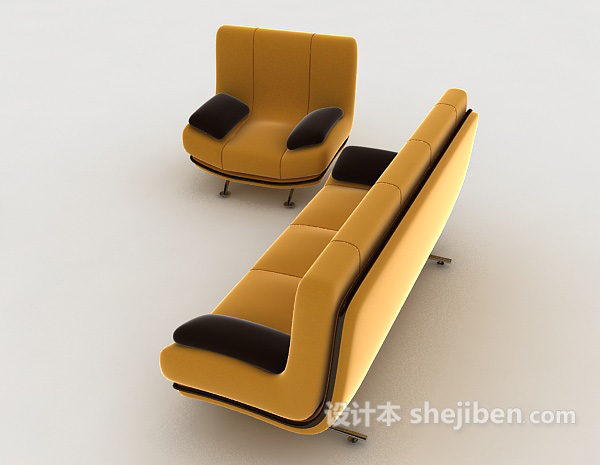 设计本现代黄色组合沙发3d模型下载