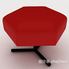 现代红色沙发凳3d模型下载