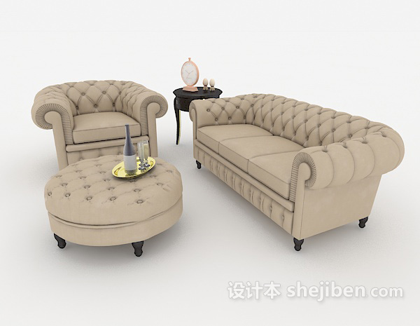 免费欧式棕色家居简约组合沙发3d模型下载