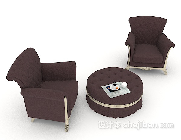 欧式简单风格组合沙发3d模型下载