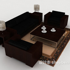 商务简约组合沙发3d模型下载