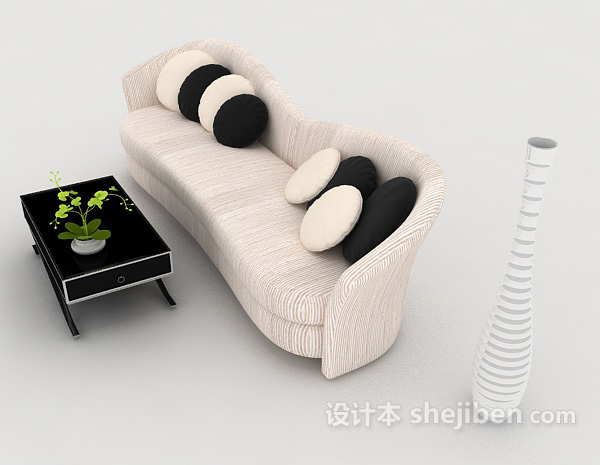 设计本居家白色多人沙发3d模型下载
