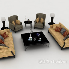 欧式简约组合沙发3d模型下载