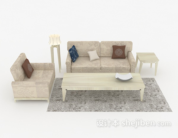 家居简单灰棕色组合沙发3d模型下载