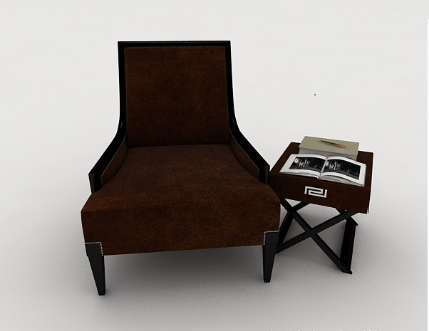 现代风格深棕色沙发椅3d模型下载
