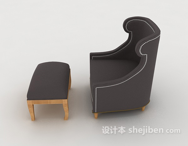设计本现代简单灰色单人沙发3d模型下载