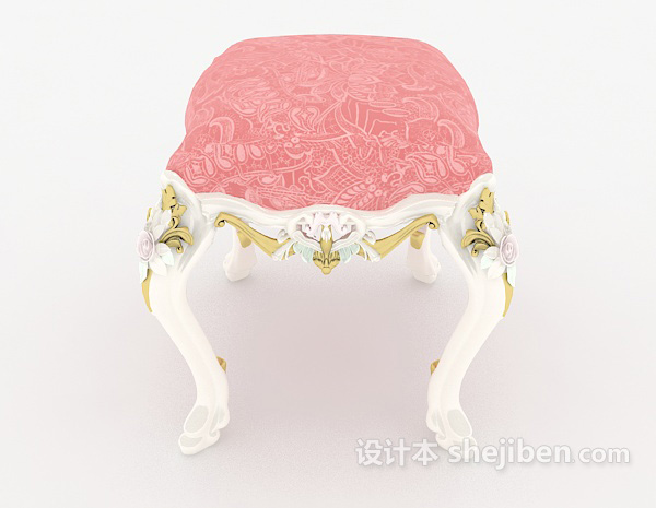 欧式风格欧式粉色可爱凳子3d模型下载