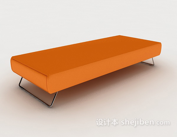 免费简约橙色沙发长凳3d模型下载