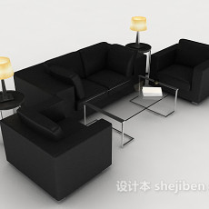 商务黑色组合沙发3d模型下载