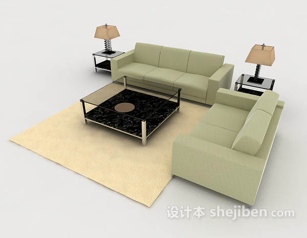 免费休闲绿色组合沙发3d模型下载