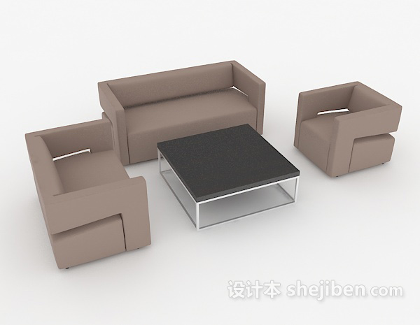 浅棕色组合沙发3d模型下载