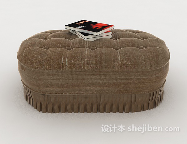 欧式风格棕色软包沙发凳3d模型下载
