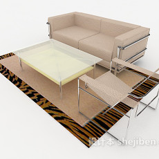 个性家居棕色组合沙发3d模型下载
