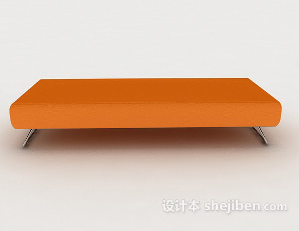 现代风格简约橙色沙发长凳3d模型下载