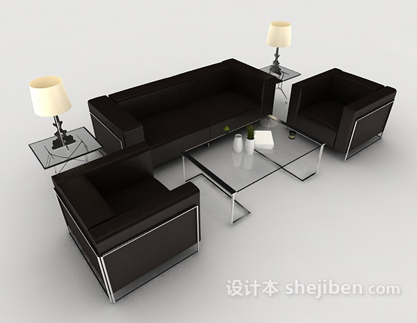 居家现代组合沙发3d模型下载